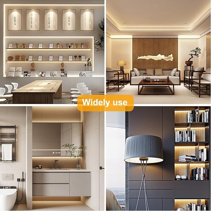 Pandery COB LED Strip Lights Natural White,24V Dimmable led Light Strip KIT with Remote and app Control,4000K 9.84FT/3m 8mmwide Ra>90 Cuttable Flexible Strip Lights for Bedroom,Wardrobe,Cabinet