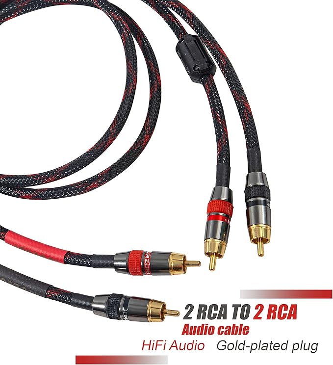 JORZOR RCA Cable, 2RCA Male to 2RCA Male Stereo Audio Cables 【Hi-Fi Sound】 Braided RCA Stereo Cable for Home Theater, HDTV, Amplifiers, Hi-Fi Systems, Car Audio, Speakers (1M(3.3FT))