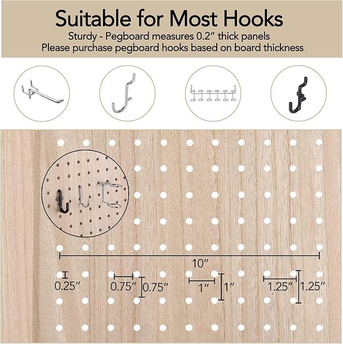 Wnutrees 4 Panel Pegboard Display, 5 Ft Wood Folding Privacy Screens Room Divider, Portable Freestanding Display Board for Craft/Art Shows, Retail, Events, Wall Organizer, Rustic Barnwood, Natural