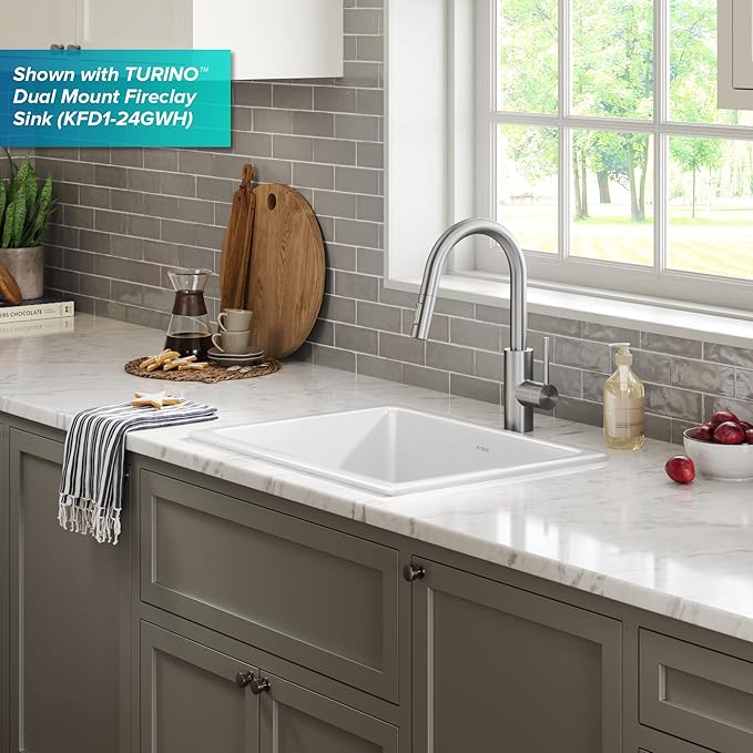 Kraus Oletto Spot Free Stainless Steel Dual Function Kitchen Faucets with Pull Down Sprayer, KPF-2620SFS