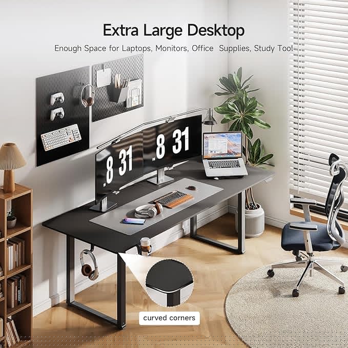 ONBRILL Standing Desk, 71x32 Inches Rectangle Stand Up Desk with 4 Legs, Dual Motor and Memory Controller, Adjustable Height from 28-46 Inches for Home and Computer Workstation, Black