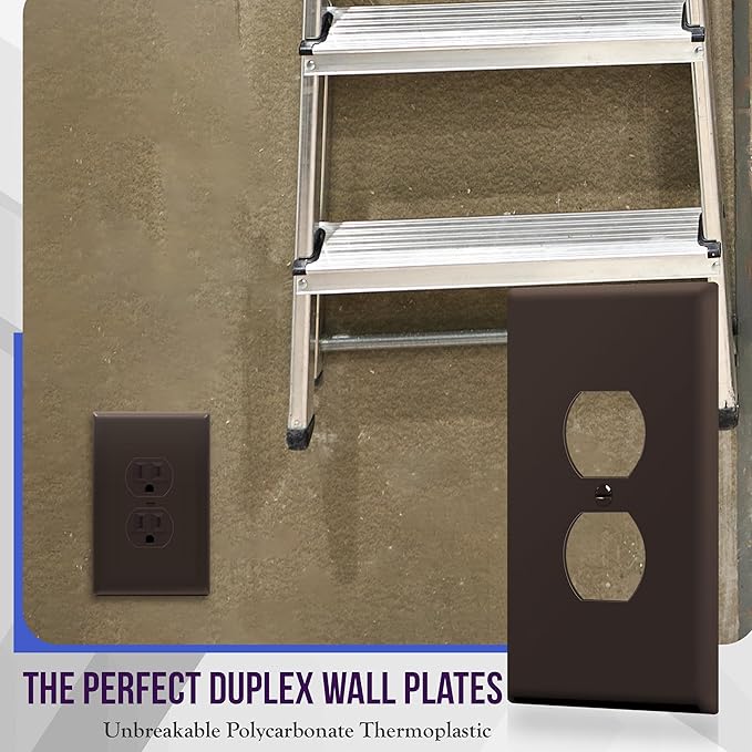 ENERLITES Duplex Receptacle Outlet Wall Plate, Jumbo Electrical Outlet Covers, Gloss Finish, Oversized 1-Gang 5.51" x 3.50", Polycarbonate Thermoplastic, 8821O-BR-10PCS, Brown, 10 Pack