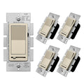 BESTTEN 5 Pack Matte Champagne Gold Dimmer Light Switch, Single Pole or 3-Way, Compatible with Dimmable LED, CFL, Incandescent and Halogen Bulb, 120VAC, Signature Collection, UL Listed