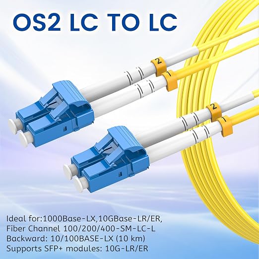 20m/66ft OS2 LC to LC Fiber Patch Cable, Options 0.2m~200m, 1G/10Gb 9/125um - Image 3