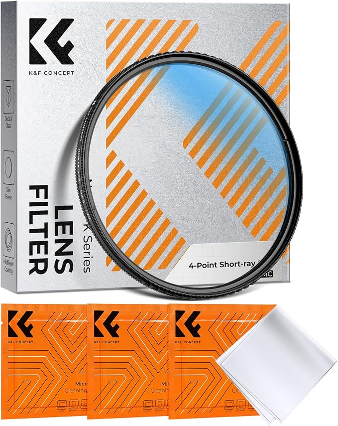 K&F CONCEPT 72mm Variable Short Line Star Lens Filter, Cross Screen Starburst by KFCONCEPT