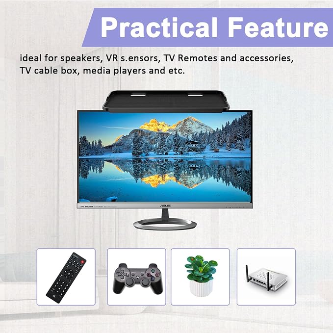 TETVIK TV Top Shelf Screen Adjustable Monitor Top Shelf Storage Bracket Tray - Image 8