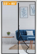 yotache Magnetic Screen Door Fits Door Size 33 x 80, Screen Size 35" x 81" Double-Sewed, Close-Stitching, Top Anti-Tear, Heavy Duty with Full Frame Hook&Loop Strip Black