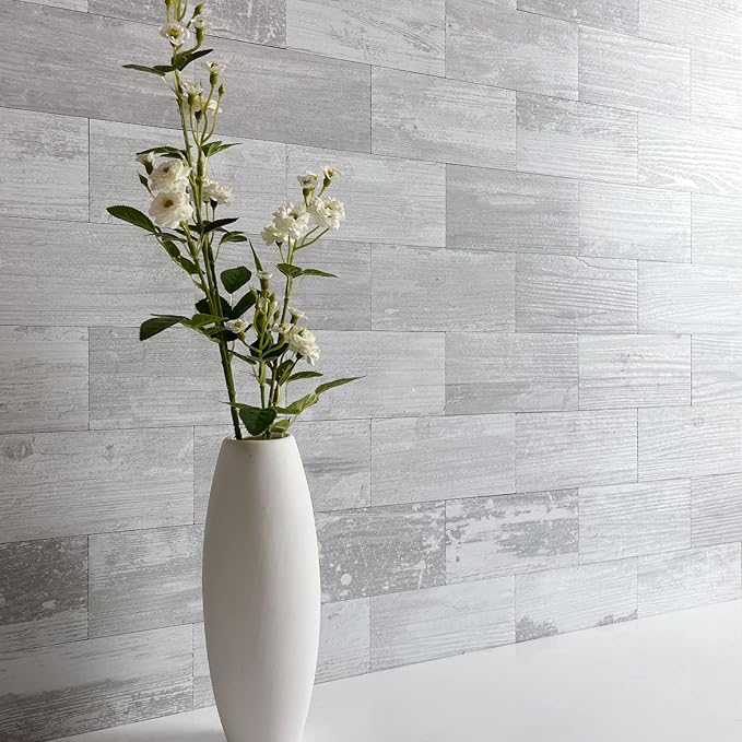 AULIGET Peel and Stick Backsplash PVC Tile, 3 Inch x 6 Inch White Birch Stick on Wall Tiles for Backsplash Kitchen, Bathroom, Laundry Room, Camper, Fireplace
