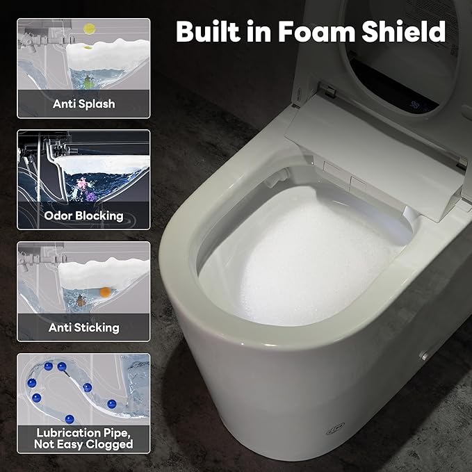 Casta Diva Smart Toilet with Bidet Built in, Auto Open Close, Foot Sensor, 1000 MaP Auto Flushing, ADA Comfort Height, Artistic Lighting, Smart Heated Seat, Foam Dispenser, Tank Built in (CD-U010Pro)