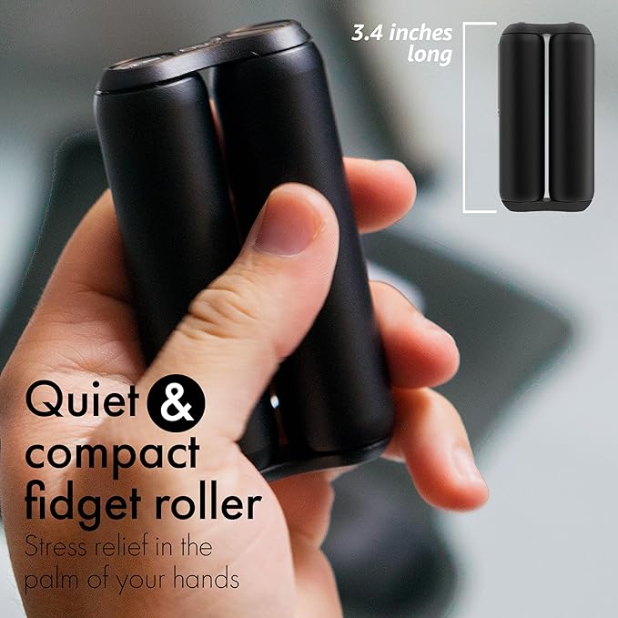ONO Roller - Handheld Fidget Toy for Adults | Help Relieve Stress, Anxiety, Tension | Promotes Focus, Clarity | Compact, Portable Design (Black, Full Size - Aluminum)
