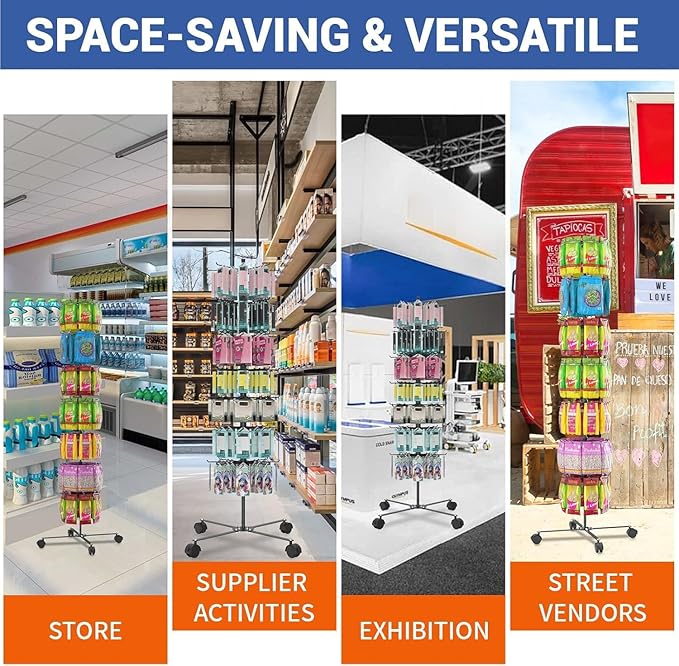 Scisum Retail Display Stand 7 Layer - Alloy Steel Jewelry Display for Vendors - 360°Rotating Display Stand for Jewelry, Key Chain, Cotton Candy