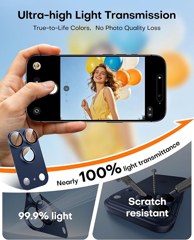 TAURI 2 Pack for iPhone 17 Pro Camera Lens Protector, Full Coverage - Image 7