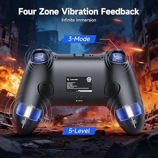 AceGamer Pluto 2.4G Wireless Bluetooth Controller for PC/Switch/Switch 2/iOS/Android/Steam,TMR Joysticks,Hall Effect Triggers,4-Motors Vibration,1000Hz Polling Rate,Force-balanced Lever Bumpers,Pragrammable Back Buttons