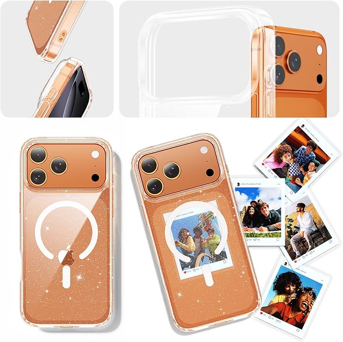 toushion 3 in 1 for iPhone 17 Pro Case Clear Glitter, Fits MagSafe, Not - Image 7