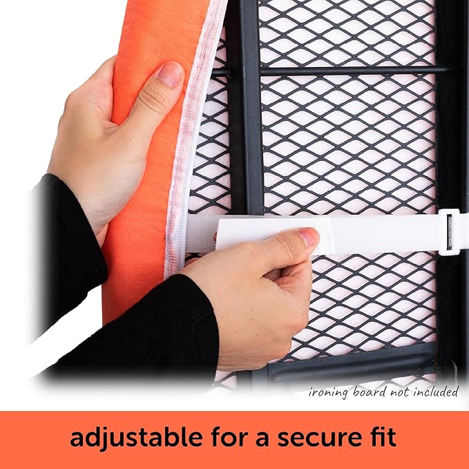 Oliso Ironing Board Cover, Durable 100% Cotton Lined with Professional Grade Felt pad - Fits Standard 54” x 15" Boards, a Wide Elastic Edge, Two Adjustable Straps for Secure Fit (Coral)