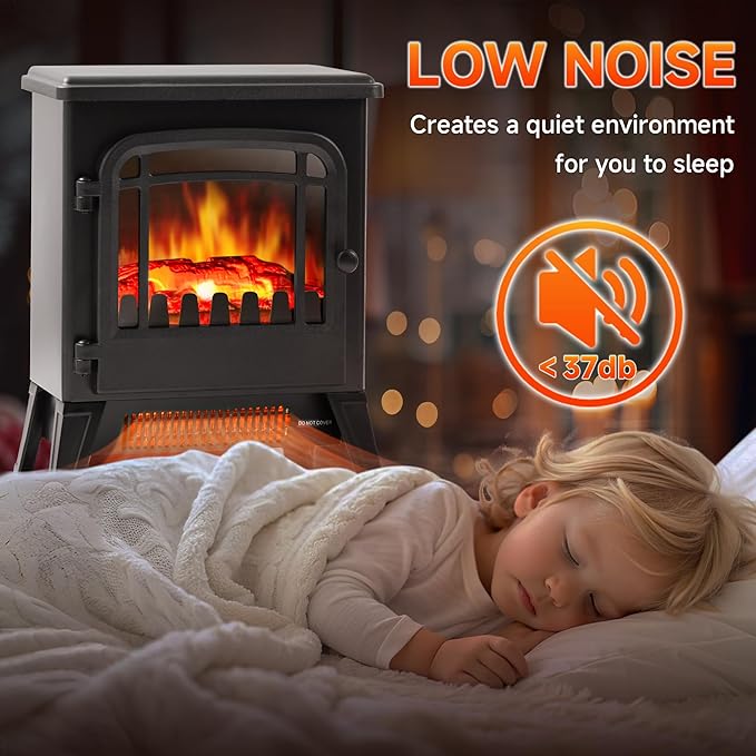 17" Freestanding Electric Fireplace Heater - Infrared Heater with LED 3D Flames and Realistic Logs, Fire Place Electric, Fake Fireplace Heaters for Indoor Use, 750 | 1500W Overheat Protection