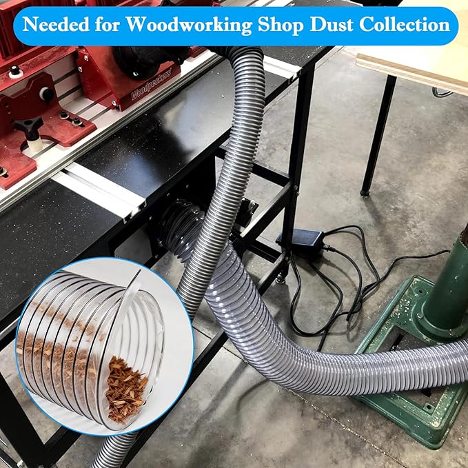 PVC Dust Collection Hose 2-1/2"x20',2.5 Inch Dust Collector Vacuum Hose for Workshop Woodworking Dust Collection System,Puncture Resistant Flex Clear PVC Fume Hose Tube w/Carbon Steel Wire