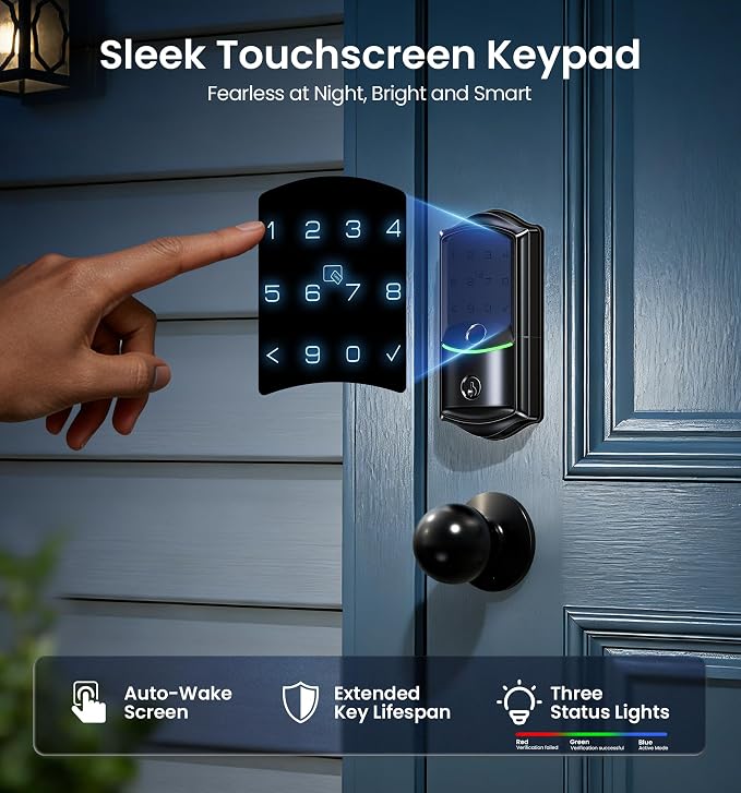 Veise VE027 Built-in Wi-Fi Smart Lock, Fingerprint Keyless Entry Front Door Lock - Image 13