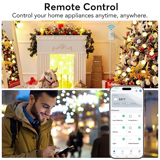 EIGHTREE Smart Plug, WiFi Outlet Works with Alexa & Google Home, Smart Home Socket with Remote Control & Timer Function, 2.4GHz WiFi Only, 4 Packs