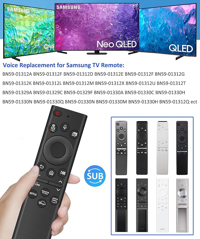 New Replacement Voice Remote Control for Samsung TV, Compatible for All Samsung TV Crystal UHD/Neo QLED/OLED/The Frame 4K 8K TVs