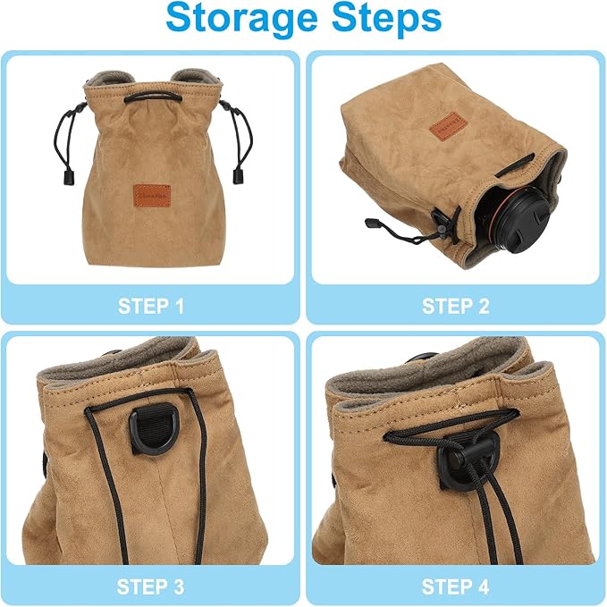 PATIKIL Camera Lens Pouch, M Size Drawstring Case, Flannel Handbag - Image 5