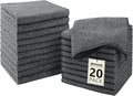 UNIMADE Washcloths - 20 Pack - Face Towels (12" x 12"), Highly Soft Wash Cloths and Hand Towels, Fast Drying Multi-Purpose Microfiber Cleansing Cloths for Bathroom, Hotel, Spa, and Salon - Grey