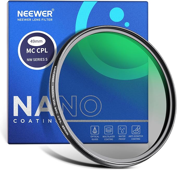 NEEWER 49mm Polarizer Filter, 24 Layer Multi Resistant Nano Coated MC CPL by Neewer