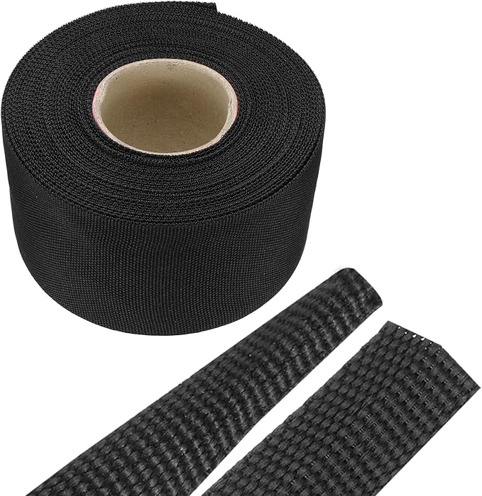 MECCANIXITY Braided Cable Sleeves Heat Shrinkable Fabric Sleeving, 2" 40ft Black 2:1 Ratio Heat Shrinkable Cord Protector for Harness Cable, Network Cable Protection, Cable Management