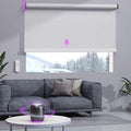 Astomi Motorized Roller Shades for Windows, Blackout Automatic Blinds with Remote, Smart Blinds, Voice Control, Compatible with Alexa, Google, Custom Size (Jacquard PureWhite)