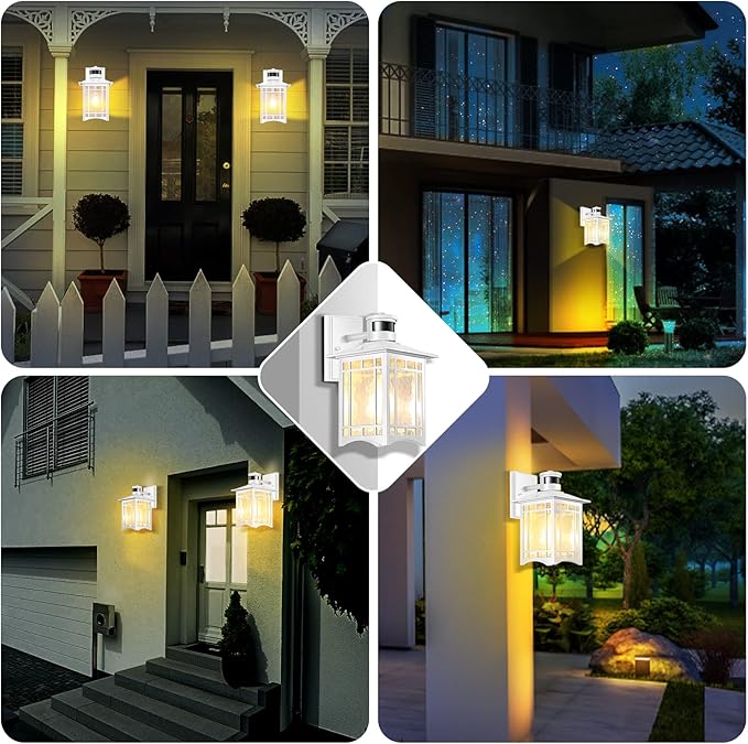 XANGQAN Motion Sensor Outdoor Wall Lights White Dusk to Dawn Light Fixture for House Porch Patio