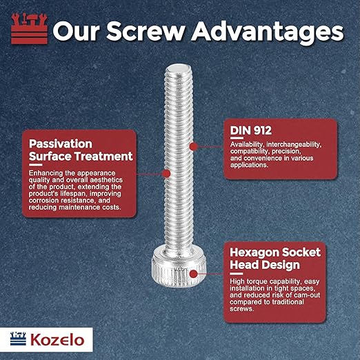 Kozelo 30pcs Socket Head Cap Screws - [M2.5-0.45 x 22mm] 304 Stainless Steel Allen Socket Drive for Electrical Motor 3D Printing Fan Engine Replacement Use, Silver