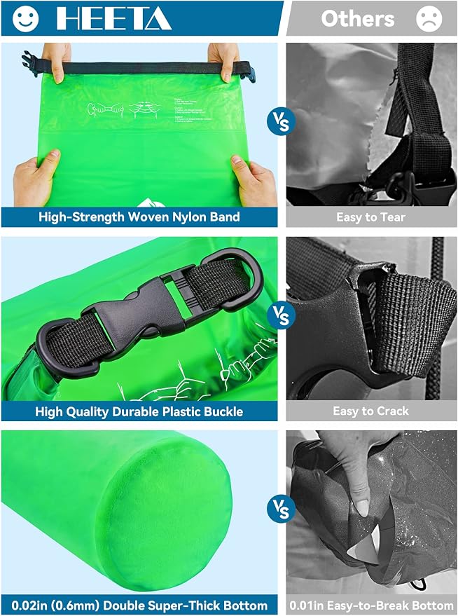 HEETA Dry Bag Waterproof for Women Men, 5L/10L/20L/30L/40L Roll Top Lightweight - Image 4