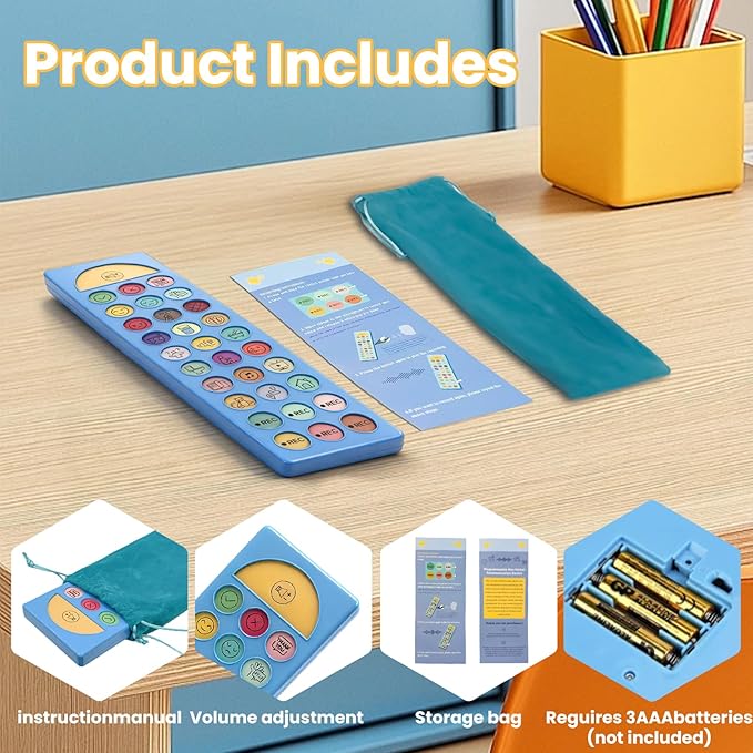 AAC Device for Autism, Non Verbal Communication Tools for Speech Therapy & Stroke Rehab, 24 Pre-Installed & 6 Programmable Buttons, Adjustable Volume, Sensory Autism Toys for Kids and Adults
