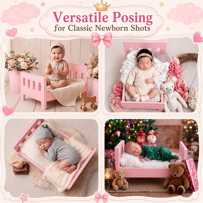 AceOrbit Photography Bed Props Wooden Vintage Photo Prop Photoshoot Props - Image 4