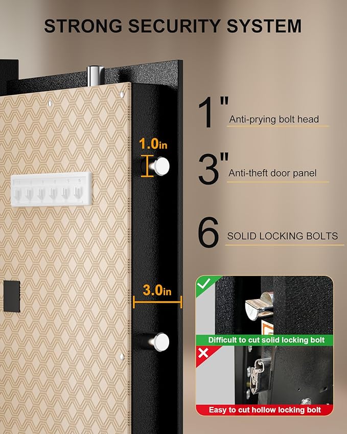TIGERKING 17.6 Cu Ft Extra Large Home Security Safe – Touchscreen Lock, Heavy-Duty Steel Construction, Internal Compartment, Jewelry & Luxury Items, Ideal for Home or Office (Black, Classic Style)