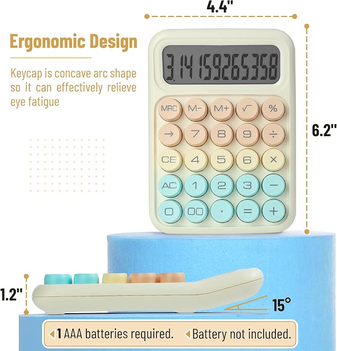 Mr. Pen- Mechanical Switch Calculator, 12 Digit Large LCD Display, Colorful - Image 2
