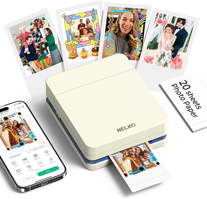 Nelko PP01 Instant Smartphone Photo Printer, Portable Mini Color Wireless by NELKO