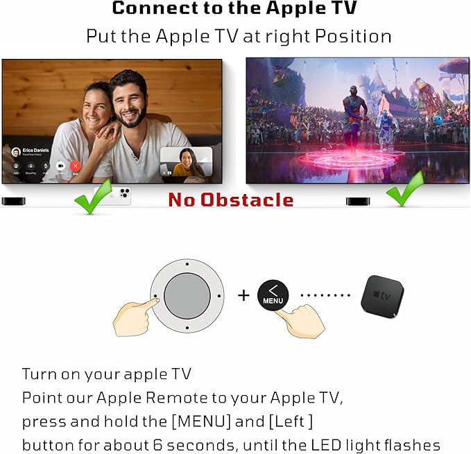New Universal Remote Control for All Apple TV Remote, Replacement Compatible with Apple TV 4K/ Gen 1 2 3 4/ HD A2169 A1842 A1625 A1427 A1469 A1378 A1218 with Tv Control Function