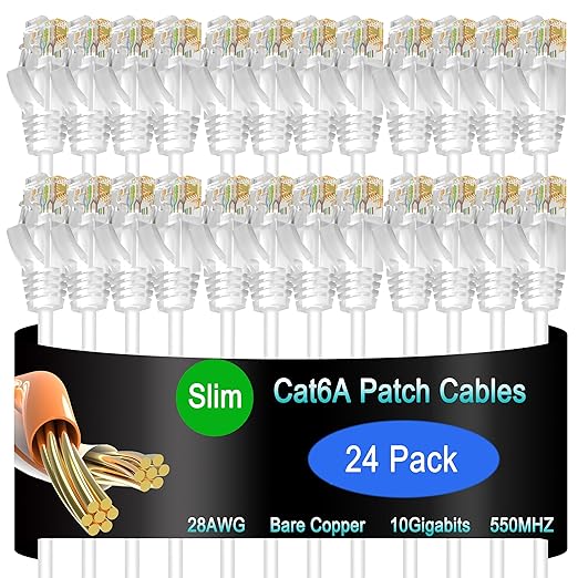 Cat6a Slim Ethernet Patch Cable 7 ft, Cat6a Patch Cable by Lysymixs