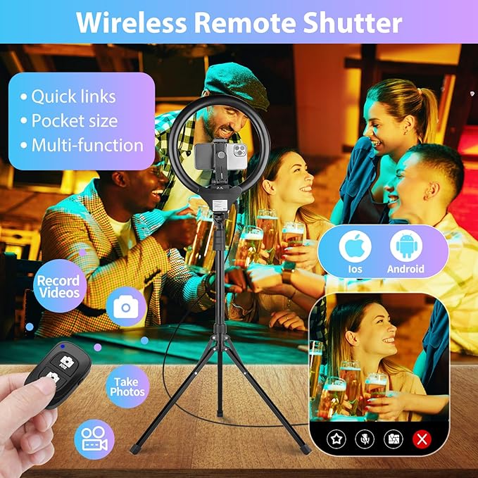 Sensyne 14'' Selfie Ring Light with 62'' Tripod Stand and Phone Holder, LED Selfie Circle Light for Live Stream/Recording/Photography/YouTube/TikTok