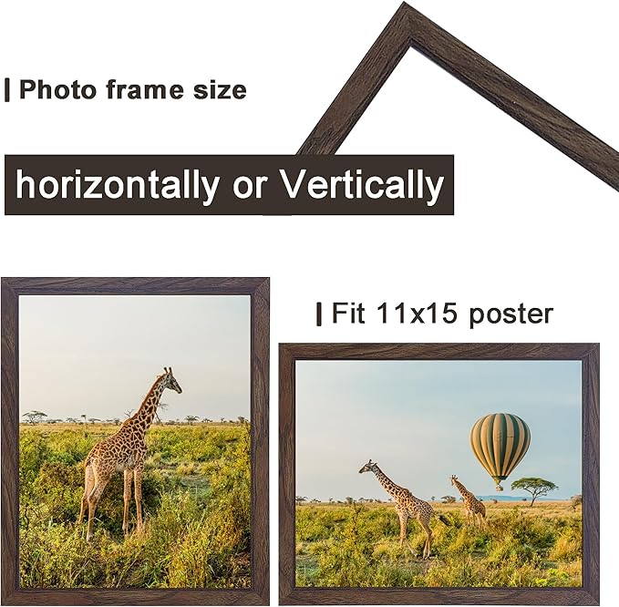 TKYGU 11x15 Picture Frame Set of 3,Wooden Frame 15x11 Wall Gallery Poster Photo frame walnut with Durable Shatter Resistant Plexiglass for Wall Mounting Family -friend- wedding best gift