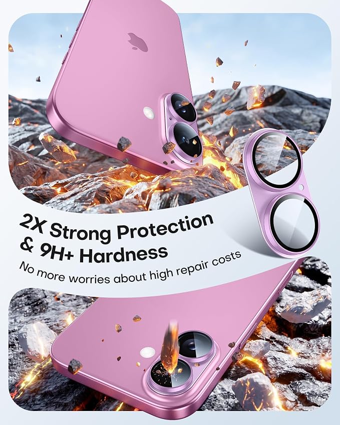 TAURI 2 Pack for iPhone 16/16 Plus Camera Lens Protector, Full Coverage - Image 3