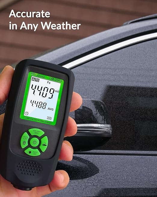 VVV-Group Paint Thickness Gauge CM-206X | Coating Thickness Meter Fe/Al/Zn | Auto Paint Depth Gauge Car Tester with High-Precision Probe, Multi-Unit Display & Auto Calibration