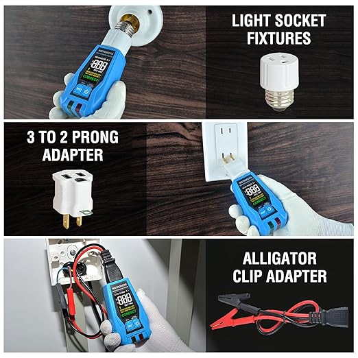 INSTRODOTS Circuit Breaker Finder Tool with Accessories, 90-135V AC Digital Breaker Finder with Integrated GFCI Outlet Tester, Circuit Tracer with Buzzer Alarm & Color Display, Includes Carrying Case