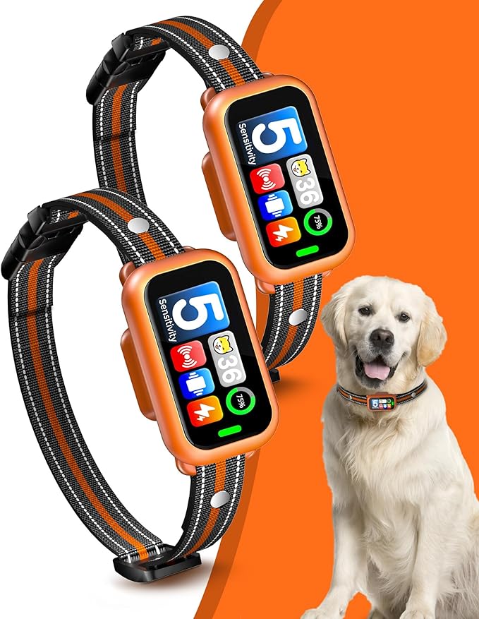2 Pack Anti Dog Bark Collar for Large Medium Small Dogs,1s Fast Stop Barking Rechargeable Smart Bark Collar, Anti Barking Training Collar with 4 Training Modes & 5 Sensitivity Level