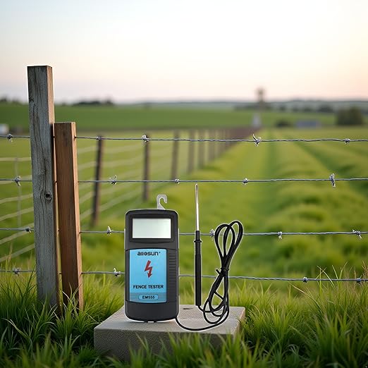 allsun Digital Electric Fence Voltage Tester and Fault Farm Finder, Fence Voltmeter/Grounding Tester LCD Display for 300V to 9.9kV Pulse, Fence Voltage Indicator Checker Farm Gardening Tool