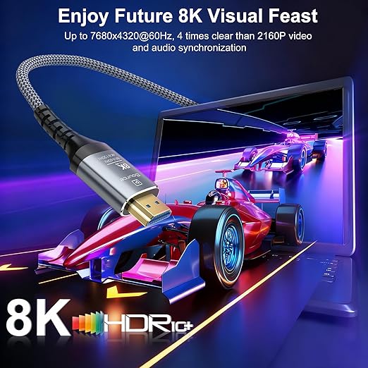 8K Fiber Optic HDMI Cable 50FT, 48Gbps Ultra High Speed Long HDMI 2.1 Cord - Image 2