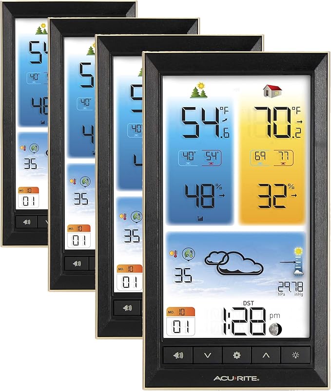 AcuRite Home Weather Station with Vertical Full-Color Display, Wireless Outdoor Thermometer for Indoor/Outdoor Temperature and Humidity (01201M) | (Pack of 4)