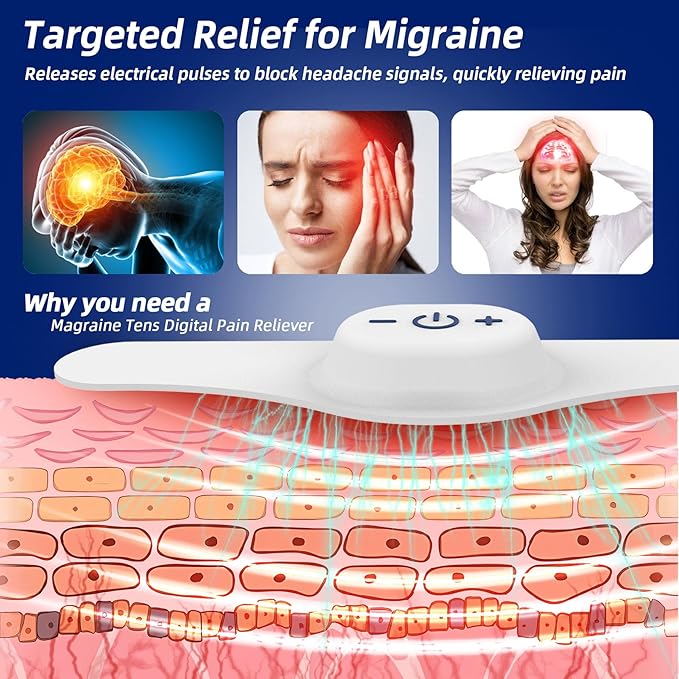 Electric Headache Migraine Relief Head Massager Rechargeable TENS Units Digital Pain Relieve Device Head Cap Prophylactic Treatment for Migraine Headband for Deep Relaxation and Stress Relief