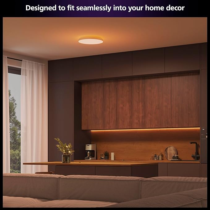 Philips Hue Datura Smart Ceiling Panel (Large Round 2.49 in x 22.60 in) White & Color Light, Bluetooth Compatible, Voice Control with Alexa, Apple Home & Google Assistant†?